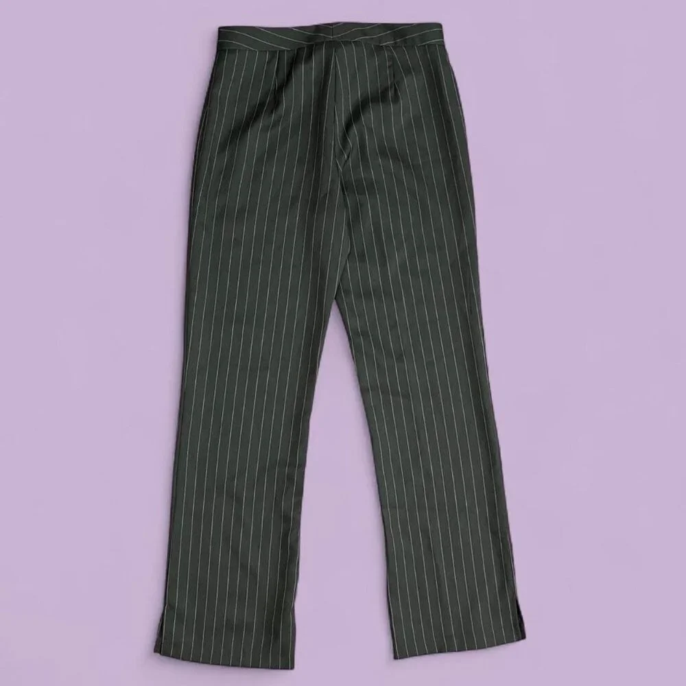 American Vintage Dark Green Pinstripe Trousers - Picture 4 of 8